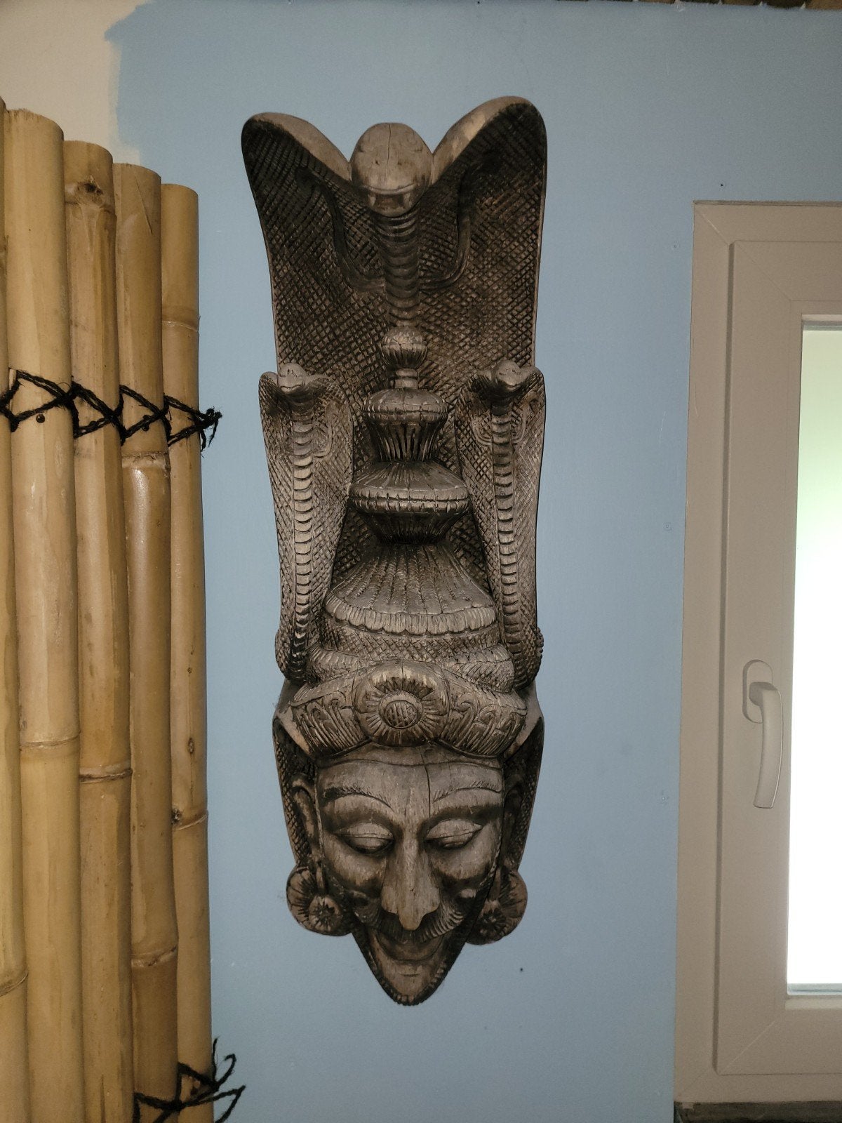 Groot 150 jaar oud Indiaas masker 80cm, Ophalen, Handgemaakt, Hout, Bruin
