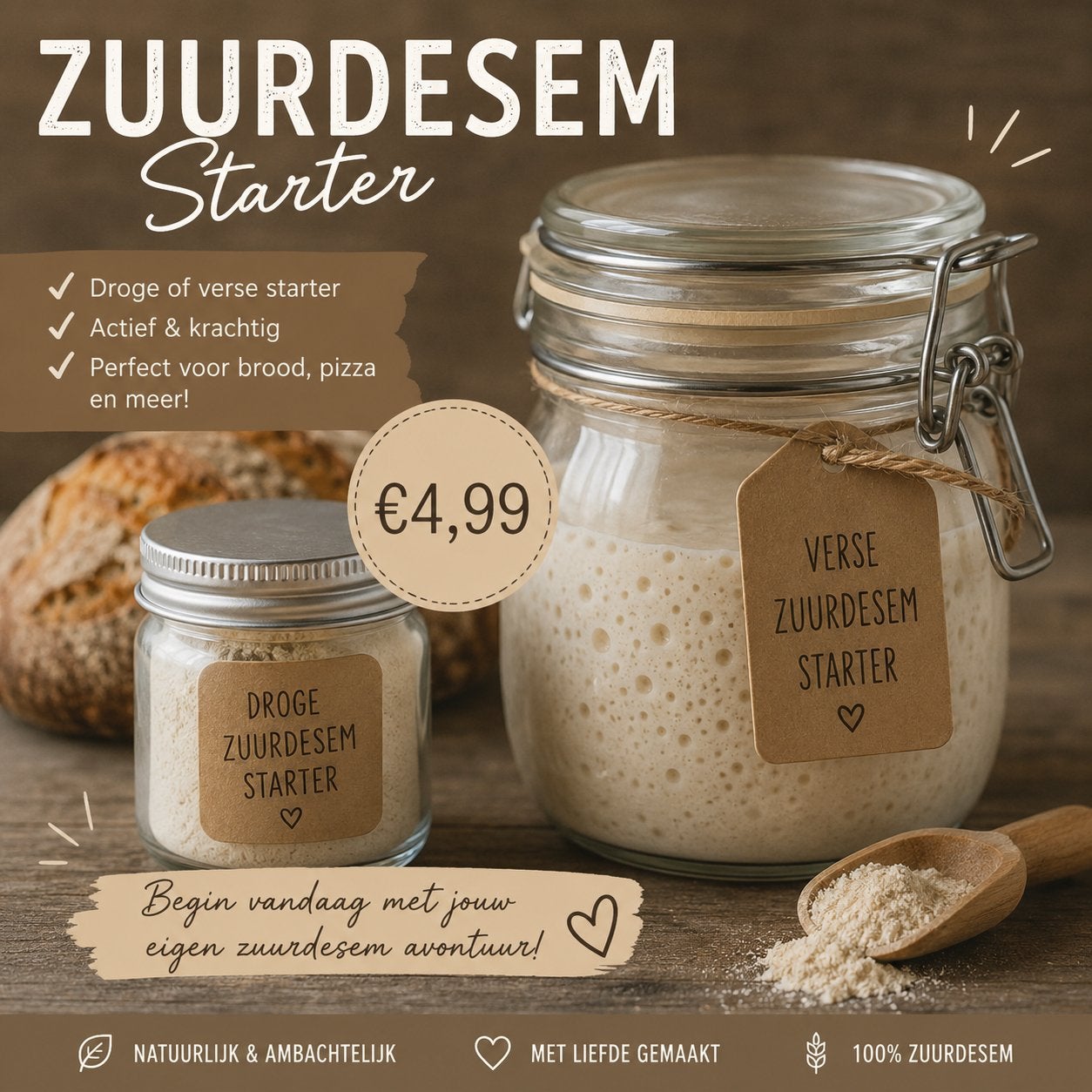 Verse of droge zuurdesem starter te koop, Diversen, Ophalen of Verzenden