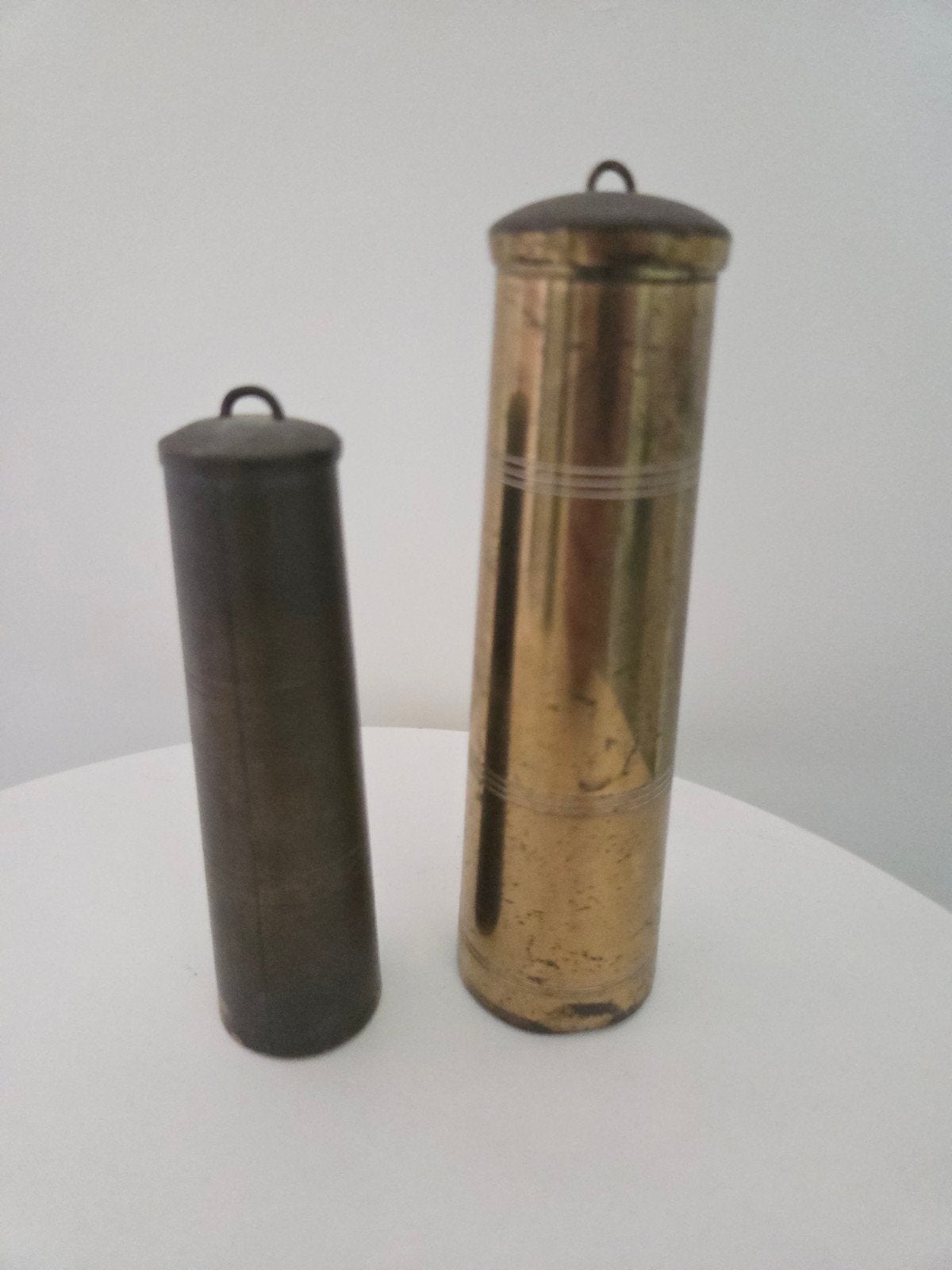 Antieke messing/koperen klokgewichten - 2 stuks, Ophalen of Verzenden