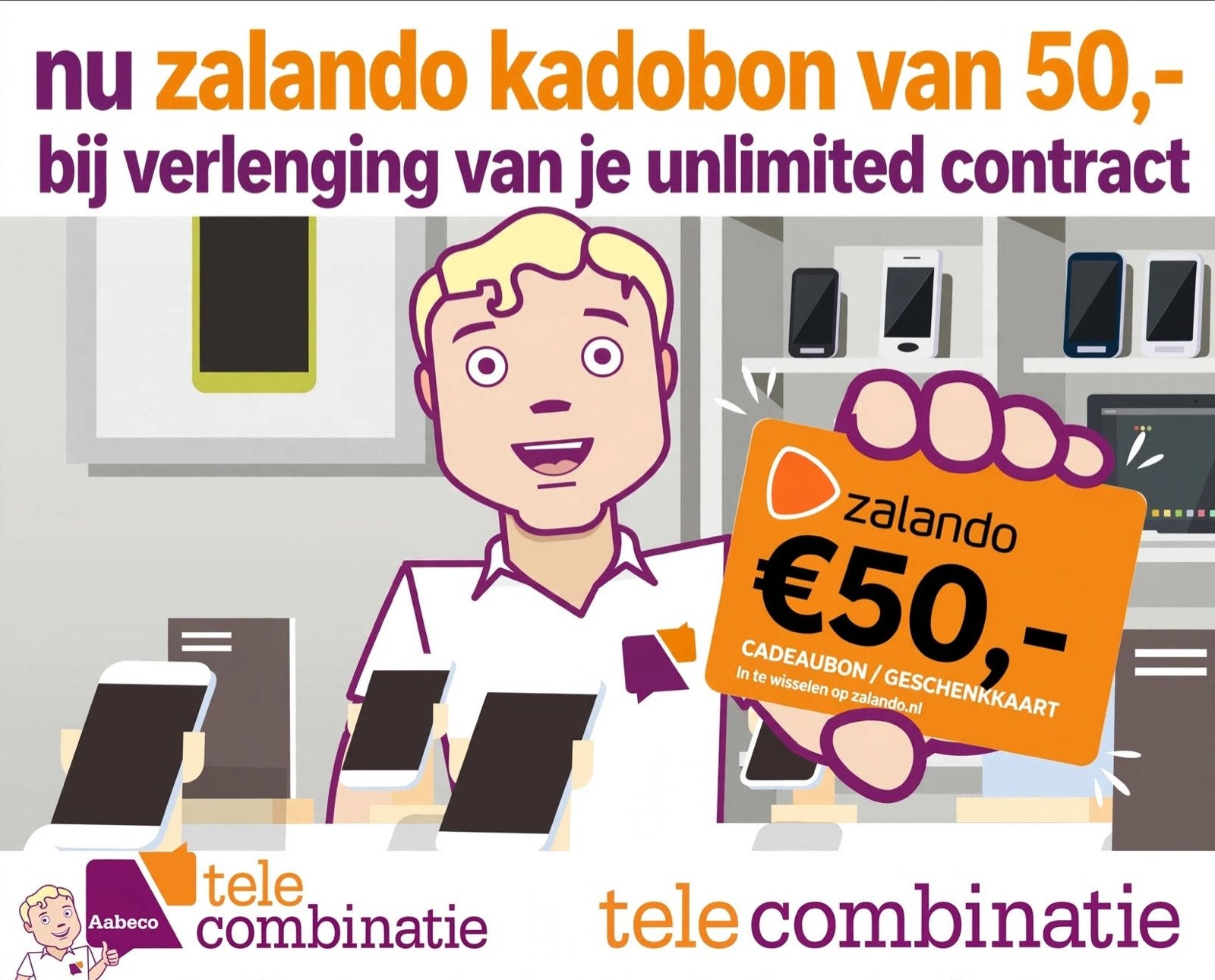 Gratis Zalando kado bon 50,- bij je Unlimited contract., Ophalen of Verzenden, Nieuw, Overige providers