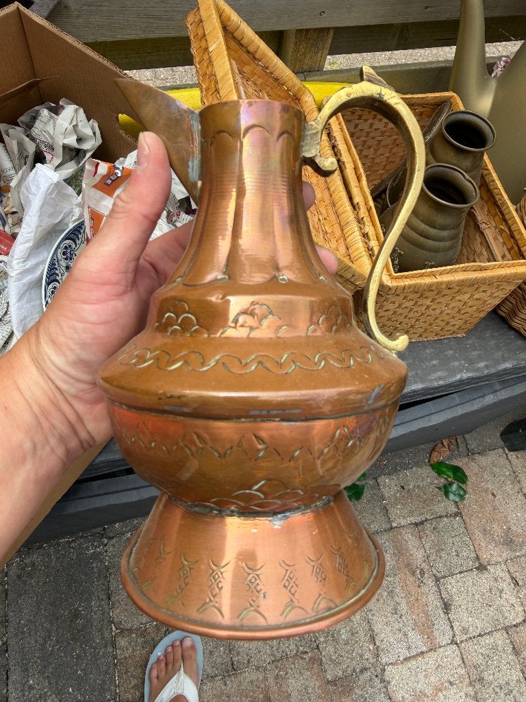 handgemaakte koperen decoratiekan, Antiek en Kunst, Antiek | Koper en Brons, Ophalen of Verzenden, Koper