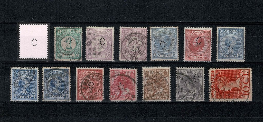 Perfins Nederland - - -  "C" van Castelot Roosendaal 13 x, Postzegels en Munten, Verzenden, T/m 1940, Gestempeld