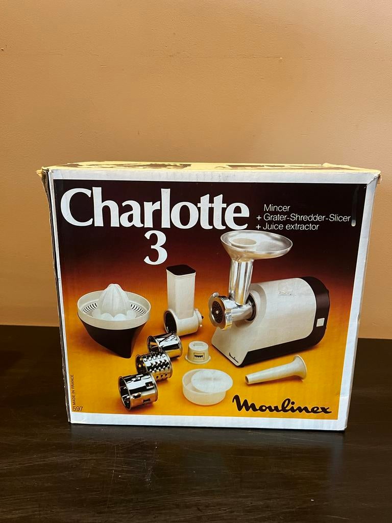 Moulinex Charlotte 3 vleesmolen, raspen en citruspers, Minder dan 1 liter, Ophalen of Verzenden, Nieuw, 1 snelheid