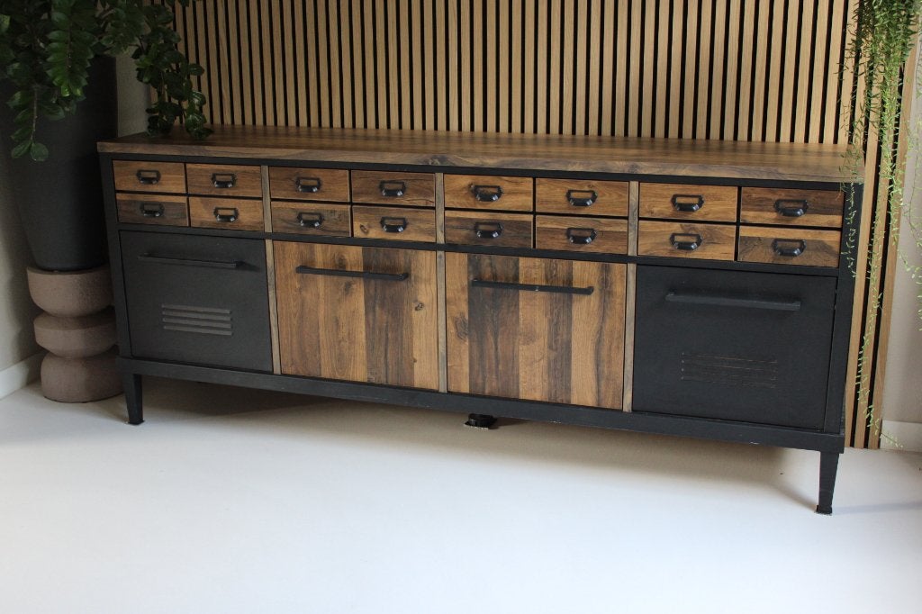 industrieel dressoir, Ophalen, Gebruikt, 200 cm of meer, Met lade(s)