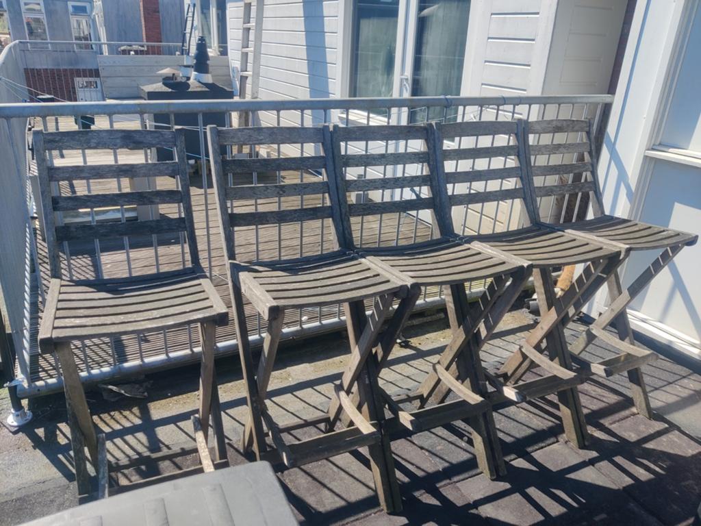 5x Sediamo barkruk - Gebruikt (€15 per stuk), Tuin en Terras, Tuinstoelen, Ophalen, Gebruikt, Hout