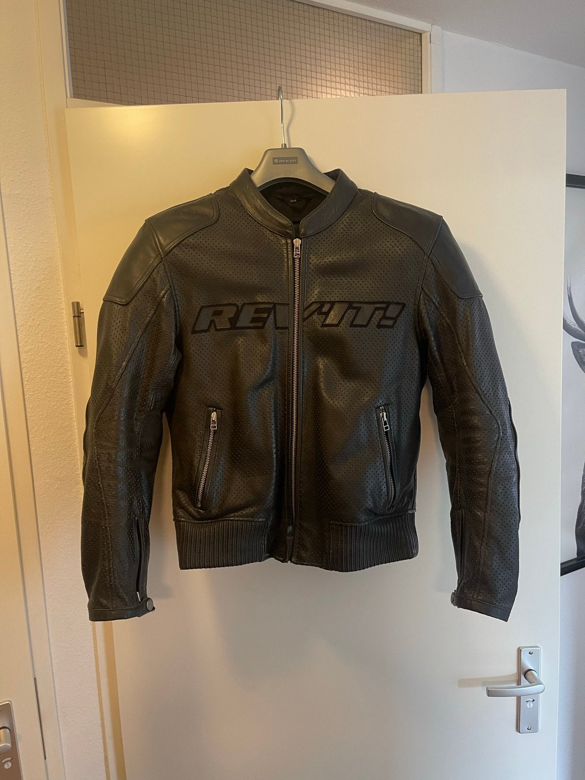 Leren motorjas REV'IT! Maat 50 met bescherming, Motoren, Ophalen of Verzenden, Tweedehands, Heren, Jas | leer