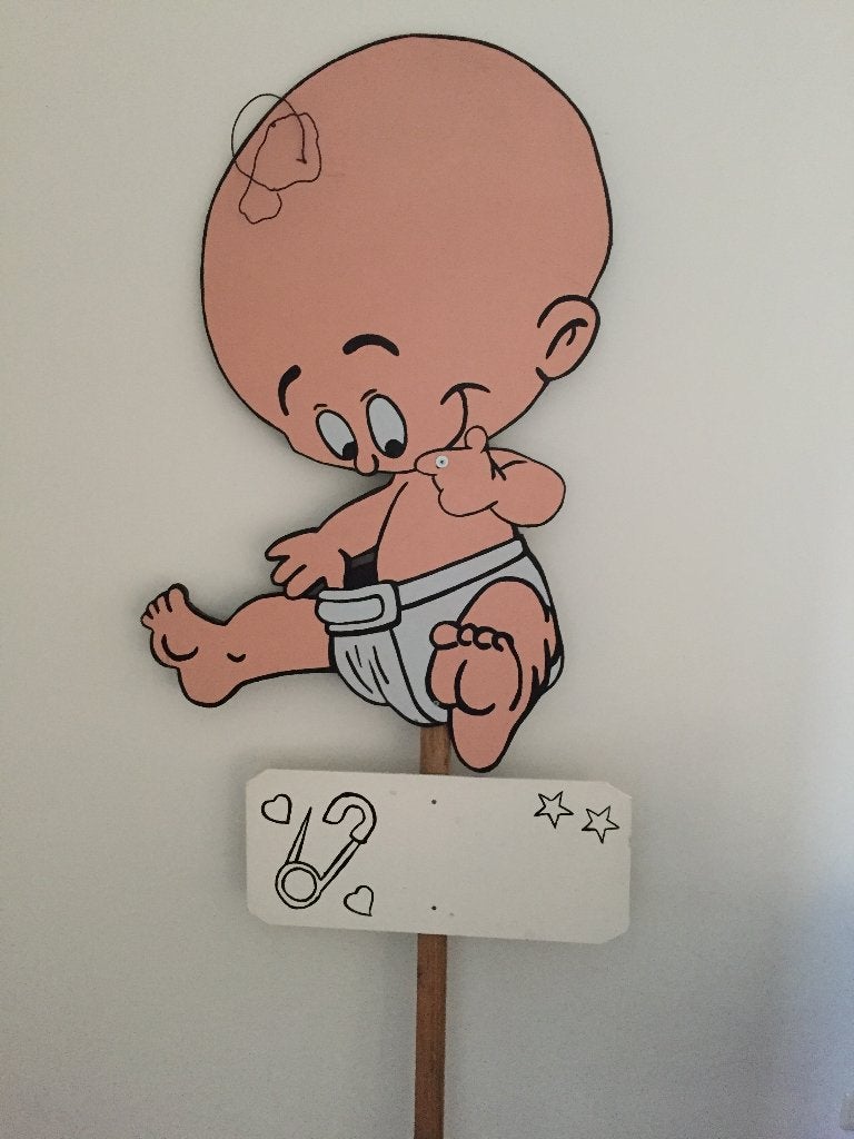 Geboortebord BABY LUIER huren huur babyspullen jongen meisje, Ophalen, Zo goed als nieuw, Geboortebord