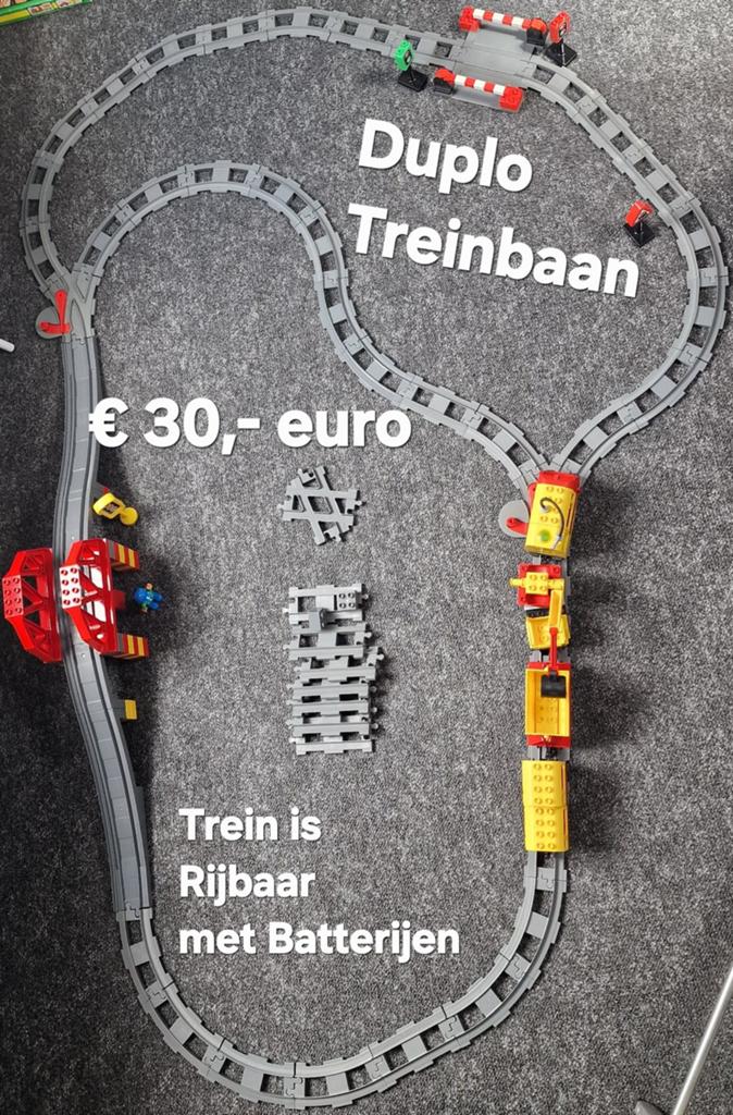 Duplo Treinbaan met rijdende trein en veel rails, Ophalen, Gebruikt, Overige thema's, Compleet
