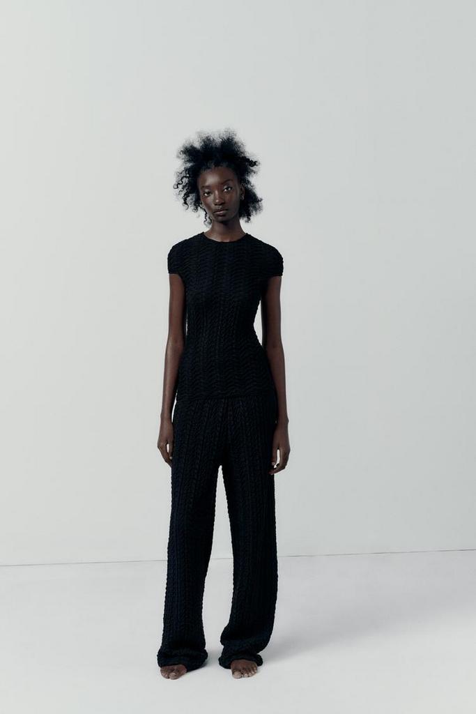 Dames co-ord set shirt en wijde broek met textuur S top pak, Kostuum of Pak, Ophalen of Verzenden, Zo goed als nieuw, Maat 36 (S)