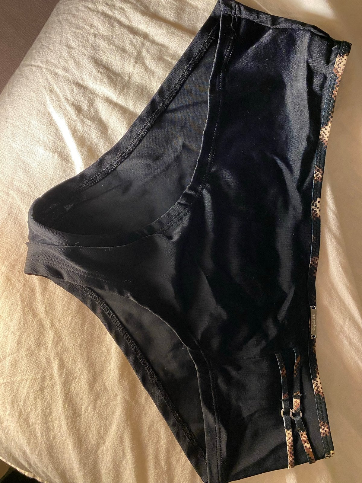 Sapph Zwarte Slip Maat L met Tijgerprint Randje, Ophalen of Verzenden, Zwart, Slip