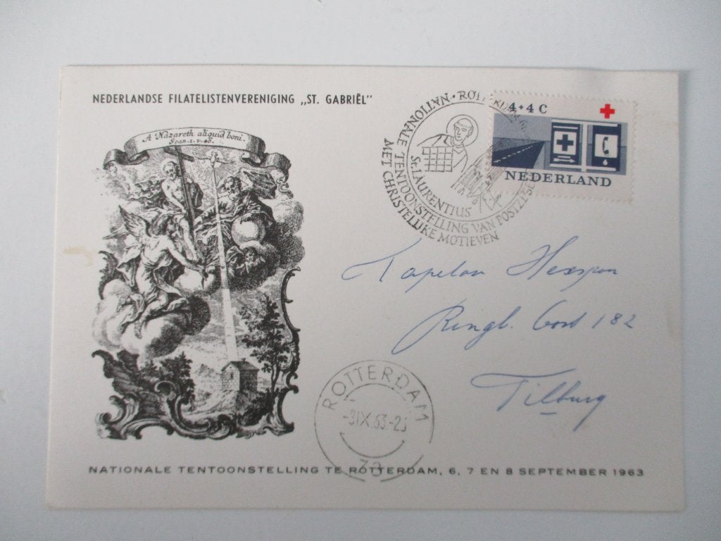 Nationale Tentoonstelling Rotterdam 1963 - St. Gabriël, Postzegels en Munten, Verzenden, Na 1940, Gestempeld