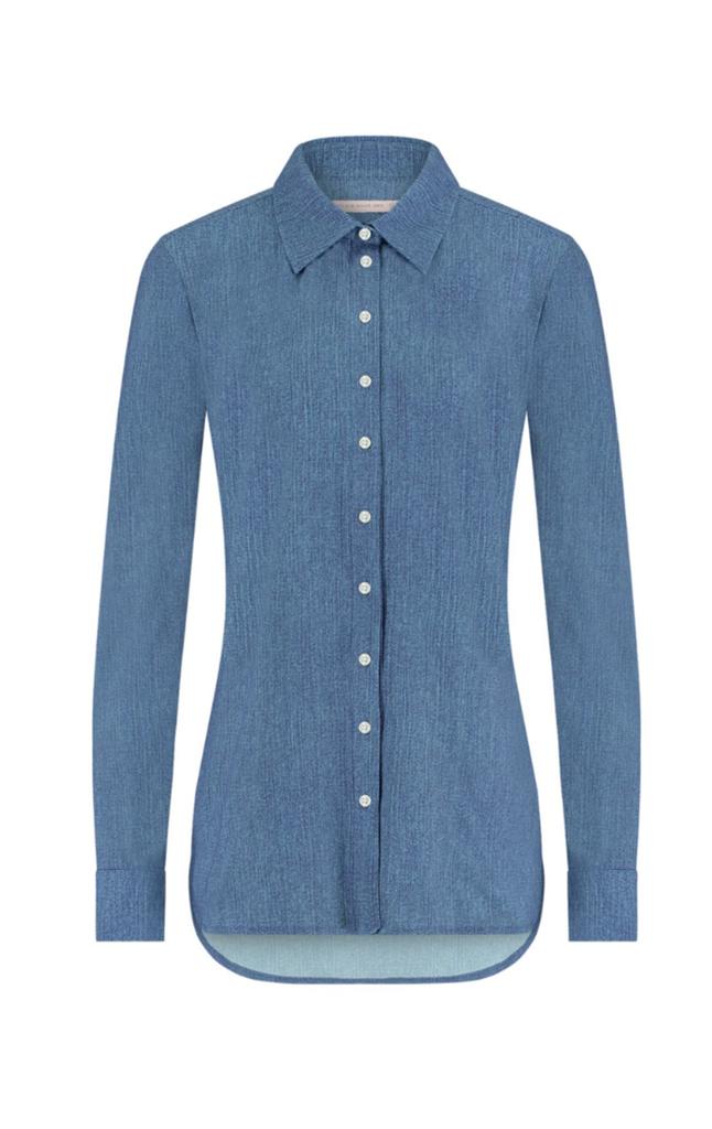 Studio anneloes poppy mid jeans blouse L denim travelstof, Blauw, Maat 42/44 (L), Ophalen of Verzenden, Zo goed als nieuw