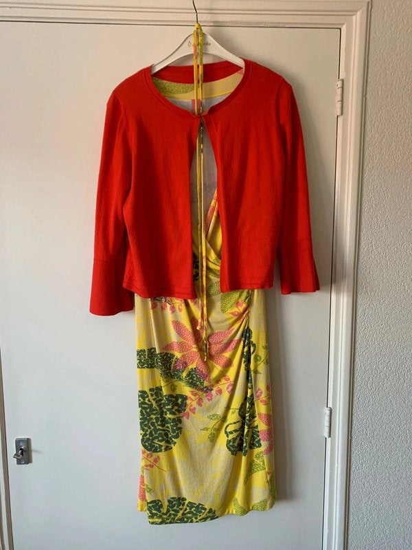 KYRA & KO gele zomerjurk met rood vestje maat M/L, Maat 38/40 (M), Geel, Ophalen of Verzenden, Knielengte