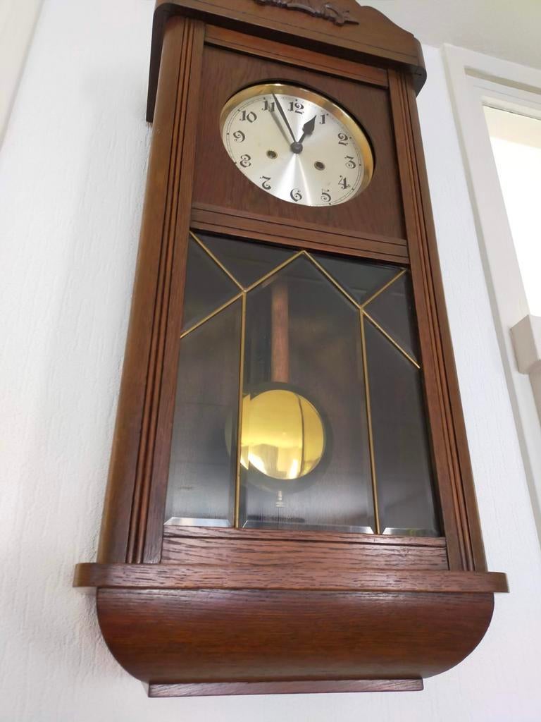 Antieke klok met glas in lood,igs, Ophalen of Verzenden