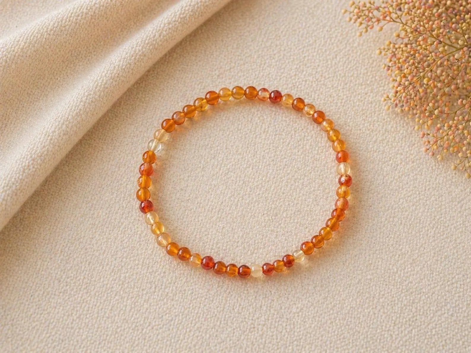 Kogelarmband 4mm gekleurde Carneool, Overige materialen, Nieuw, Oranje, Ophalen of Verzenden