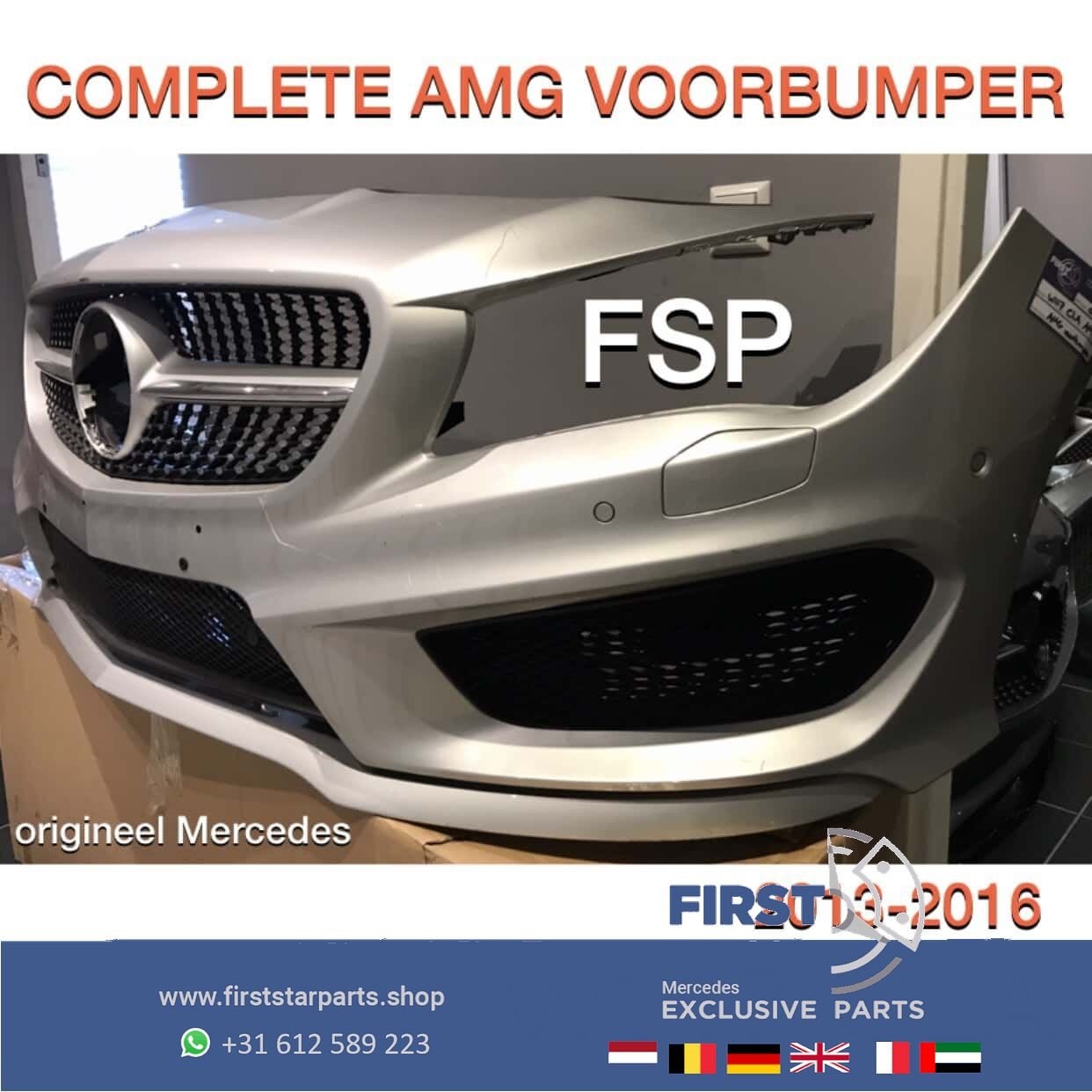 W117 X117 C117 CLA AMG VOORBUMPER COMPLEET + DIAMOND GRIL ZI, Gebruikt, -, Voor, Ophalen of Verzenden