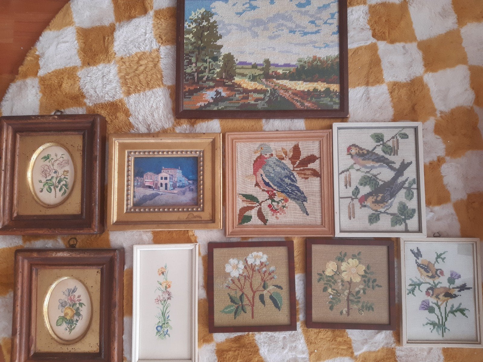 Leuke geborduurde vintage lijsten, Ophalen, Gebruikt