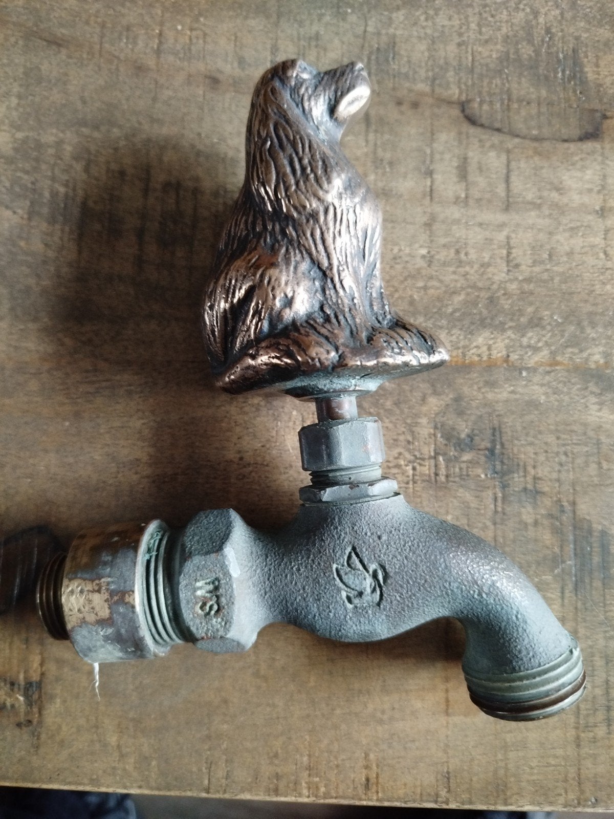 Vintage tuinkraan Cocker Spaniël - Messing & Brons, Antiek en Kunst, Ophalen of Verzenden, Brons
