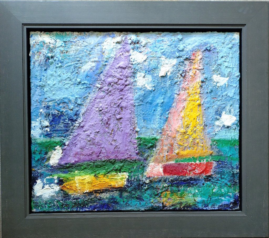 Guillaume Lo-A-Njoe =SURINAME geb 1937=zeilboten==60x70 cm, Ophalen of Verzenden