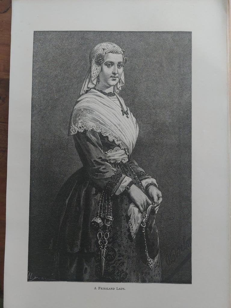 19 / Klederdracht Friesland van a Freisland lady uit 1887, Ophalen of Verzenden
