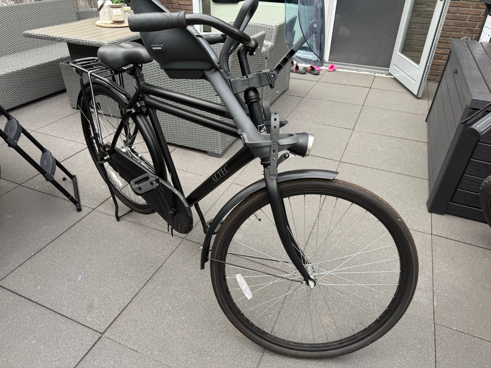 Altec fiets met kinderzitje en windscherm heren, Terugtraprem, Ophalen, Overige merken, 53 tot 56 cm