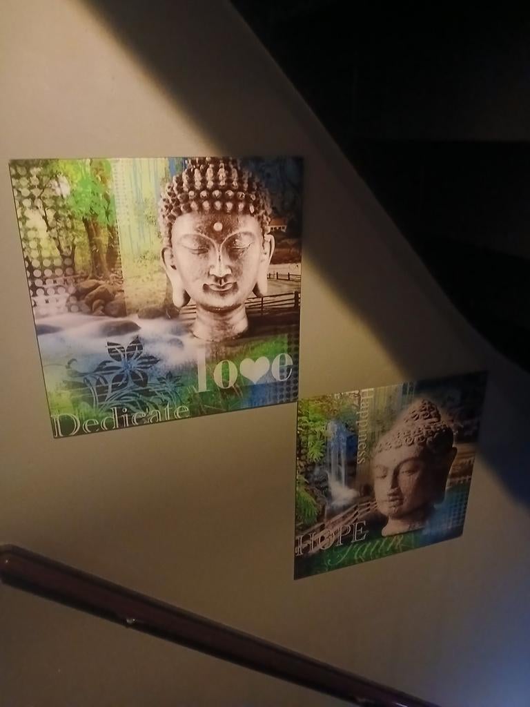 Set van 2 Boeddha schilderijen - Rust en Inspiratie, Ophalen of Verzenden