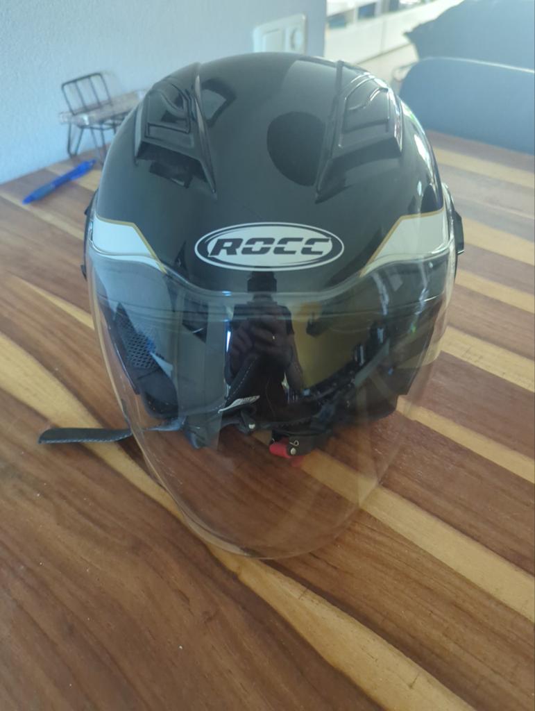 ROCC Jethelm Zwart Maat S met lichte krassen op vizier, Motoren, Kleding | Motorhelmen, Dames, Heren, Jethelm, S, Overige merken