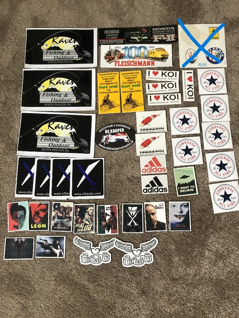 Diverse sticker s koi vis trein formule 1, Ophalen of Verzenden, Zo goed als nieuw