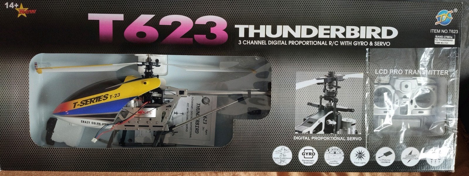 Thunderbird T623 RC Helikopter met Gyro & Servo, Elektro, RTF (Ready to Fly), Helikopter, Nieuw