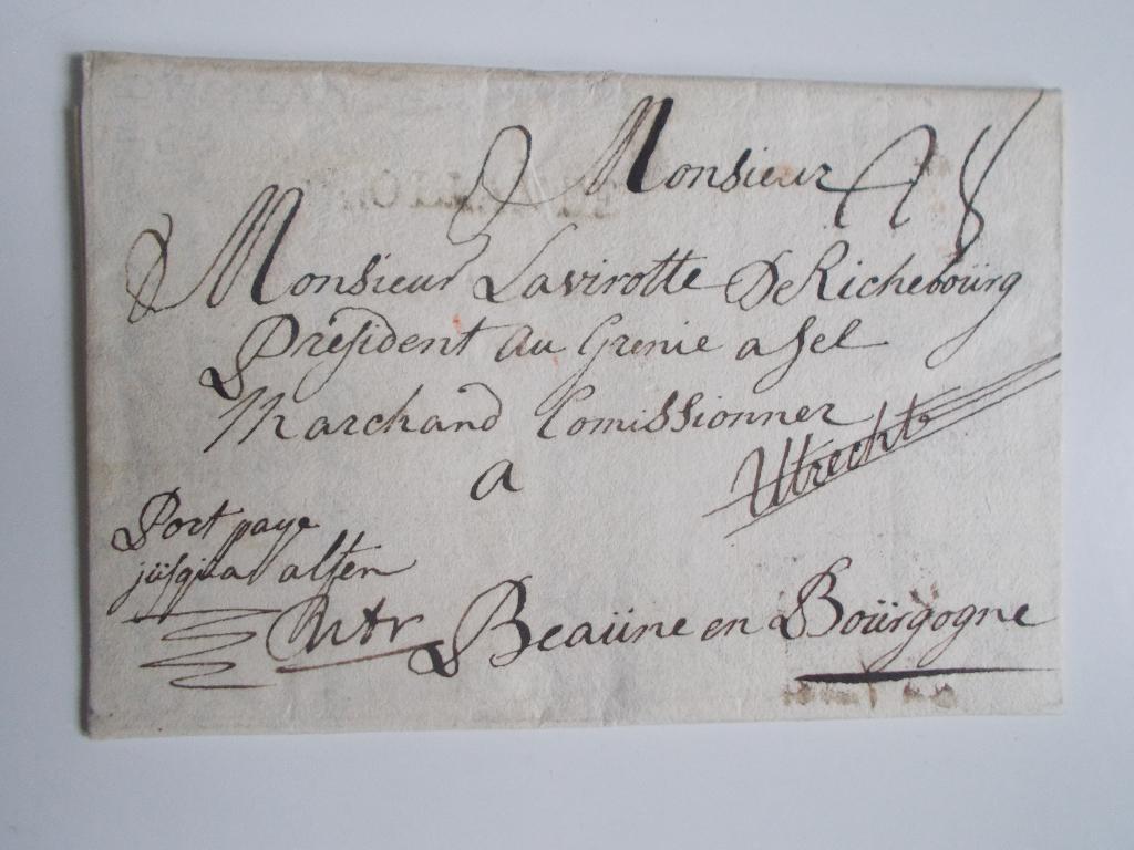 Nederland, Vouwbrief Met Lakzegel Utrecht - Beaune 1763., Ophalen, Brief