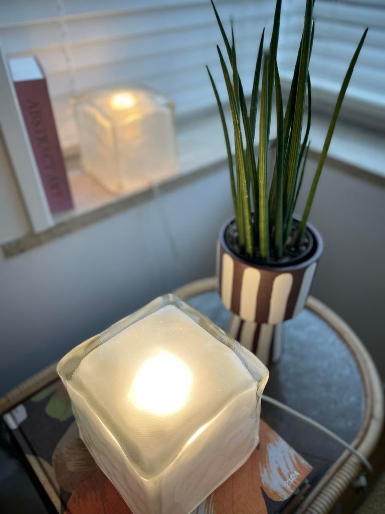 Vintage IKEA icecube tafellamp, Ophalen of Verzenden, Gebruikt, Glas
