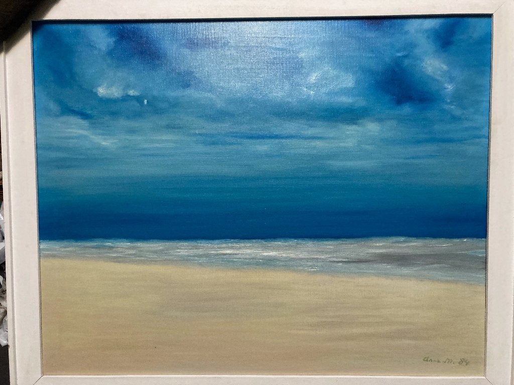 Schilderij strand en zee, Antiek en Kunst, Ophalen