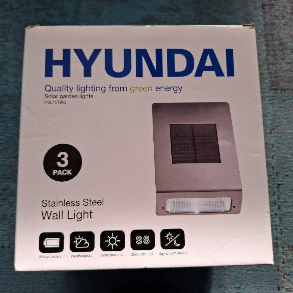 2 Sets van 3 Hyundai Solar Wandlampen voor buiten, Tuin en Terras, Buitenverlichting, Zonne-energie, Minder dan 50 watt, Ophalen of Verzenden