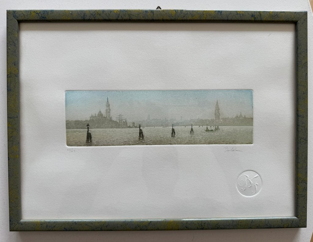 Originele gesigneerde ets Fabio Baldan Venetië 43/64, Antiek en Kunst, Kunst | Etsen en Gravures, 34 cm, 25 cm, Stadsgezicht, Ophalen of Verzenden