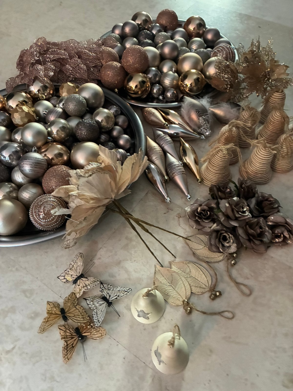 Champagne/goud/ecru kerst accesoires, Ophalen of Verzenden, Zo goed als nieuw