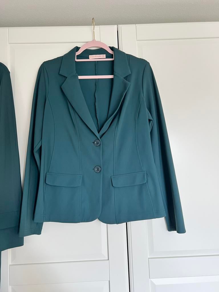 Studio anneloes set M bright bonded blazer & susan tuniek, Maat 38/40 (M), Ophalen of Verzenden, Zo goed als nieuw, Groen