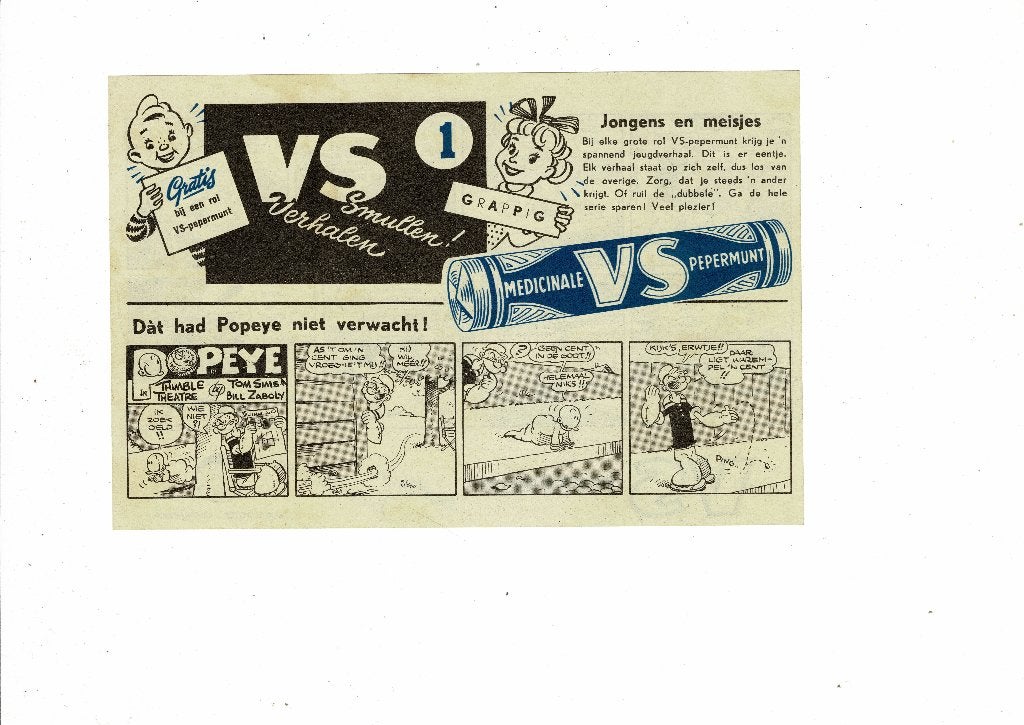 Popeye stripvelletjes VS autodrop GEVRAAGD, Ophalen of Verzenden, Zo goed als nieuw