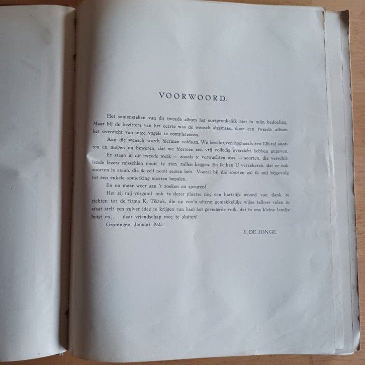Zeldzaam vogelalbum J. de Jonge 1927 - Compleet, Gelezen, Ophalen of Verzenden, Vogels, J. de Jonge