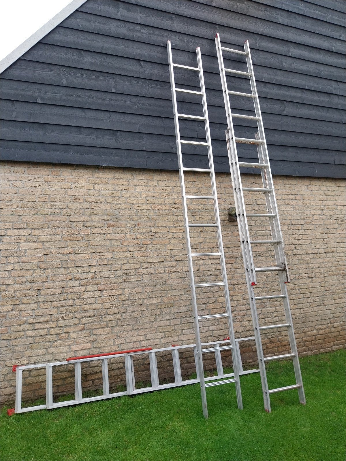 3 ladders: Flizo trap, Altrex 1x12 en 2x10 treden, Ophalen, Gebruikt, Ladder, Opvouwbaar of Inschuifbaar