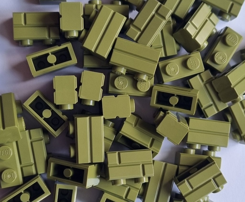 Lego 1x2 masonry brick, Olive green (per 50), Ophalen of Verzenden, Nieuw, Losse stenen, Lego
