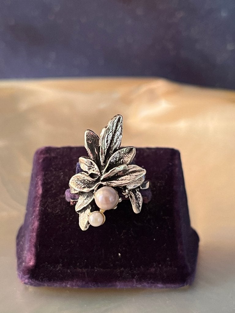 Mooie zilveren ring met pareltjes, Ophalen of Verzenden, Zilver, Ring