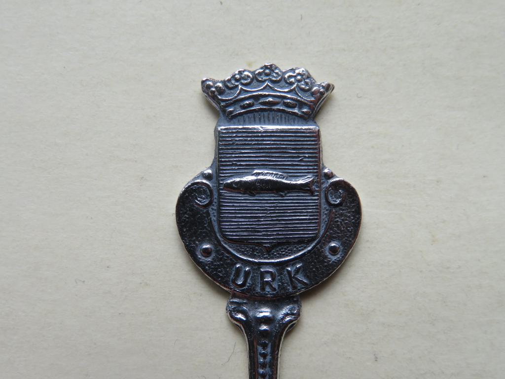 Verzilverd lepeltje wapen Urk 9 cm., Antiek en Kunst, Verzenden
