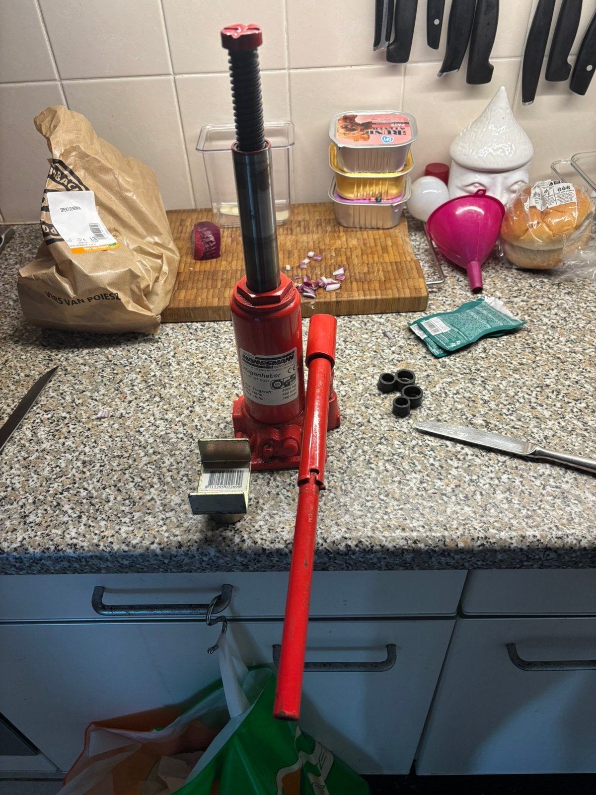 Hydraulische krik  draagkracht 3000kg met opzetstuk, Ophalen, Zo goed als nieuw, Hydraulisch, Garagekrik