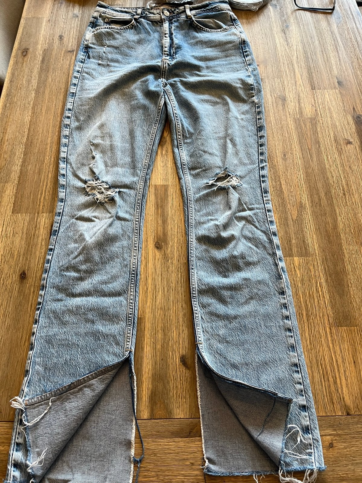 Mooie ZARA spijkerbroek maat 42 met open pijpen, Ophalen of Verzenden, Gedragen, Blauw, W33 - W36 (confectie 42/44)
