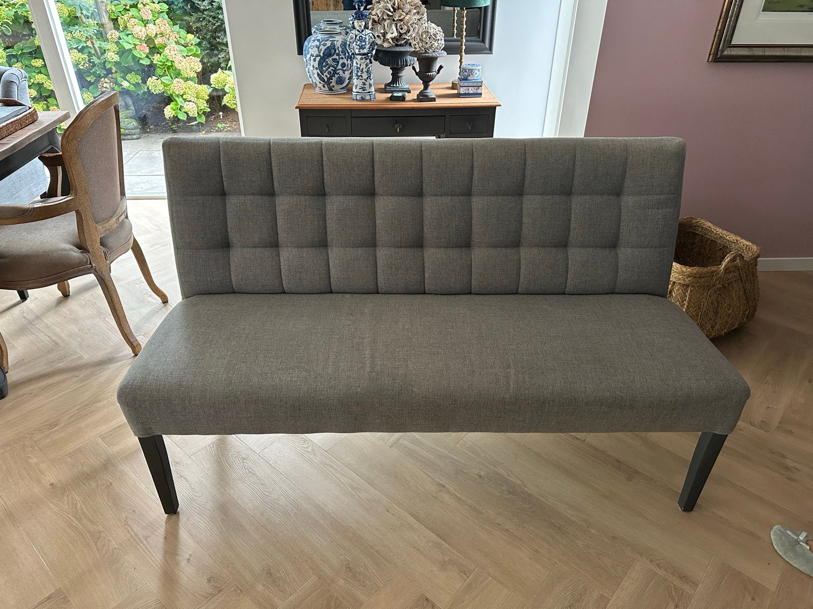 Eetkamerbank/eettafelbank  van Woood gecapitoneerd, Ophalen, Gebruikt, Minder dan 75 cm, 150 tot 200 cm