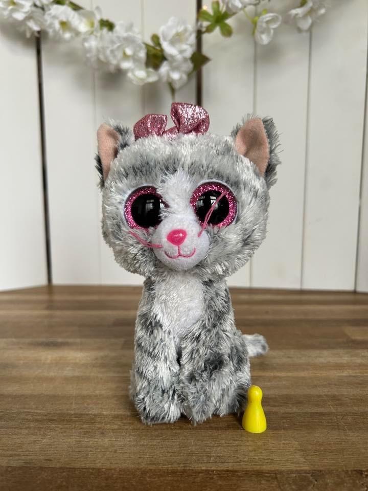Ty Beanie Boo's Kiki kat 15cm, Grijs, Ophalen of Verzenden, Zo goed als nieuw, Kat