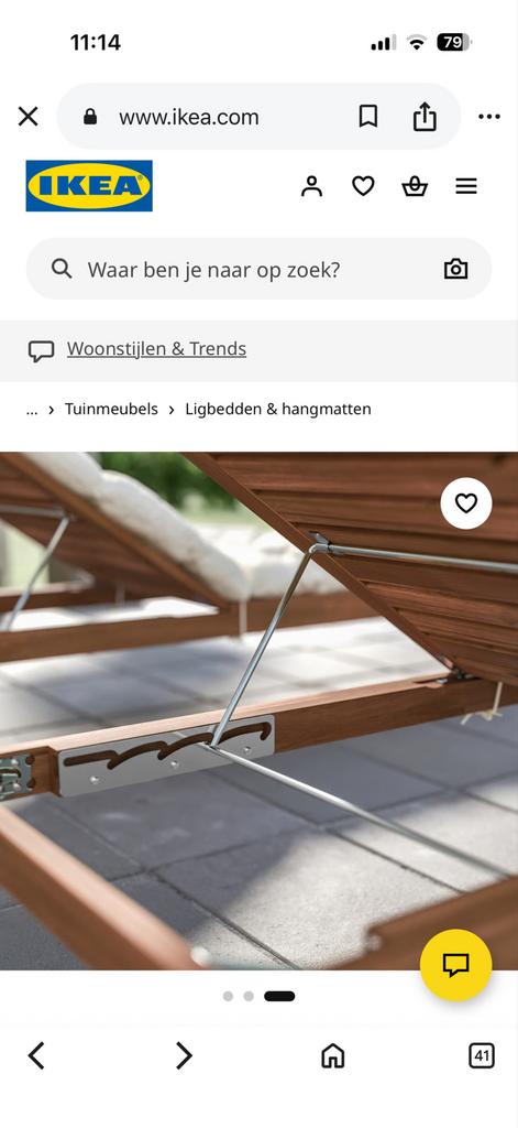 IKEA NÄMMARÖ Ligbed - Lichtbruin Gelazuurd Hout, Tuin en Terras, Ophalen, Zo goed als nieuw, Hout, Verstelbaar