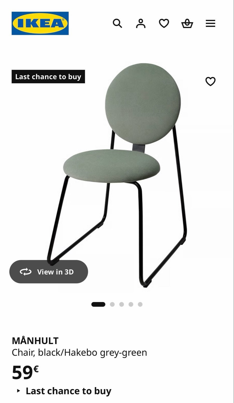 6 zo goed als nieuwe IKEA MÅNHULT eetkamerstoelen, Huis en Inrichting, Overige kleuren, Ophalen of Verzenden, Zo goed als nieuw