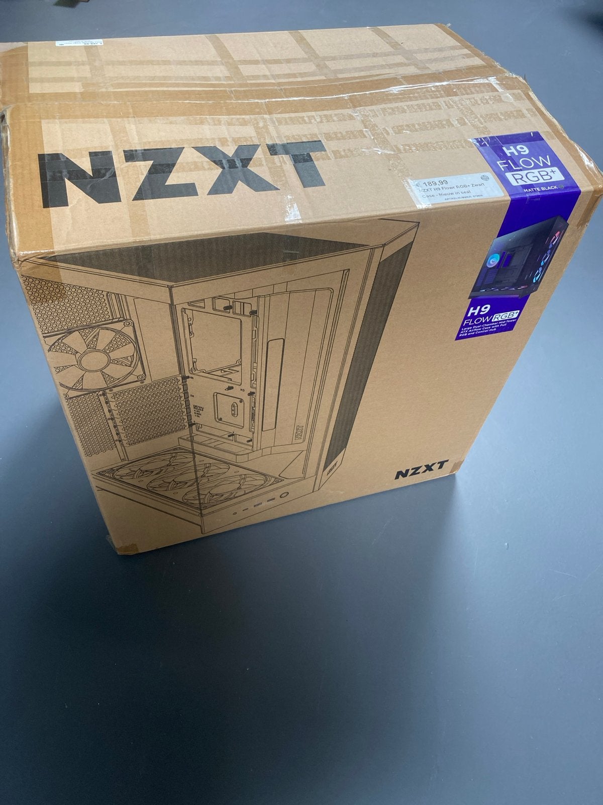 NZXT H9 Flow RGB+ Zwart PC-behuizing - Nieuw in doos, Computers en Software, Computerbehuizingen, Ophalen, Zo goed als nieuw