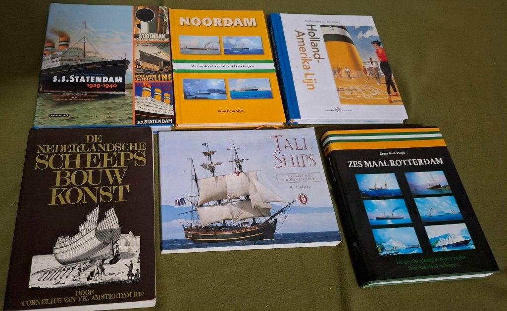 6 x scheepvaart boeken o.a. HAL + Tall ships + scheepsbouw, Ophalen of Verzenden, Gebruikt, Motorboot of Zeilboot, Boek of Tijdschrift